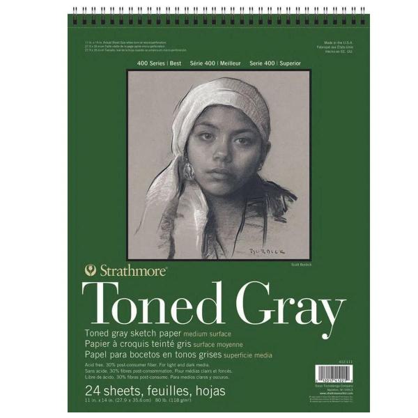 Imagem de Bloco Strathmore Toned Gray 118G 27,9X35,6 24Fls