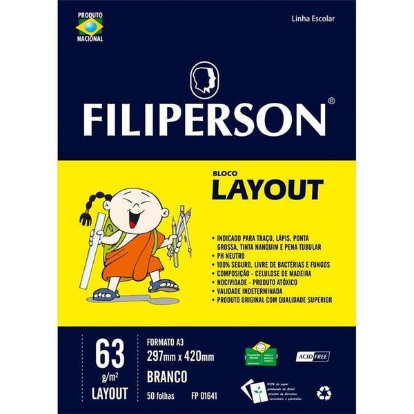 Imagem de Bloco tecnico sem margem lay-out a-3 63g.50fls.branco filiperson