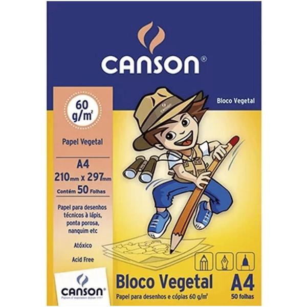 Imagem de Bloco Vegetal Desenho Escolar A4 60g/m² 50 Folhas Canson