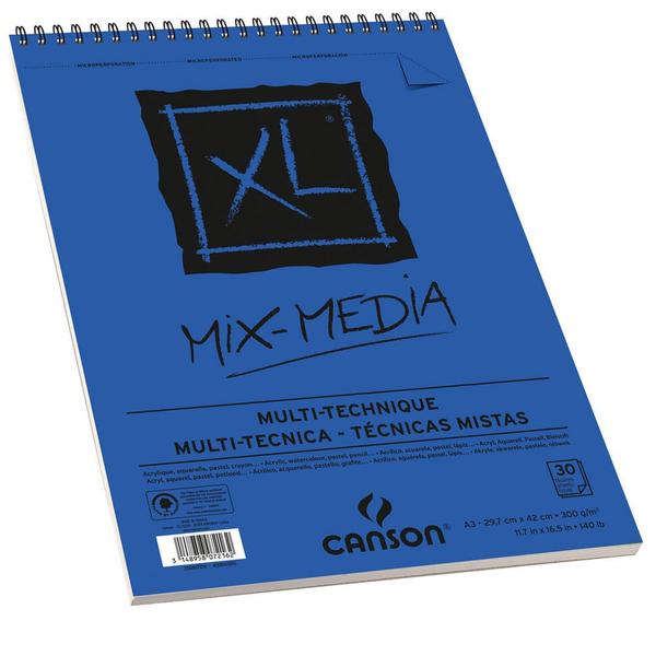 Imagem de Bloco XL Espiralado Canson 7216 Mix Media 300g/m² A3 30 Folhas