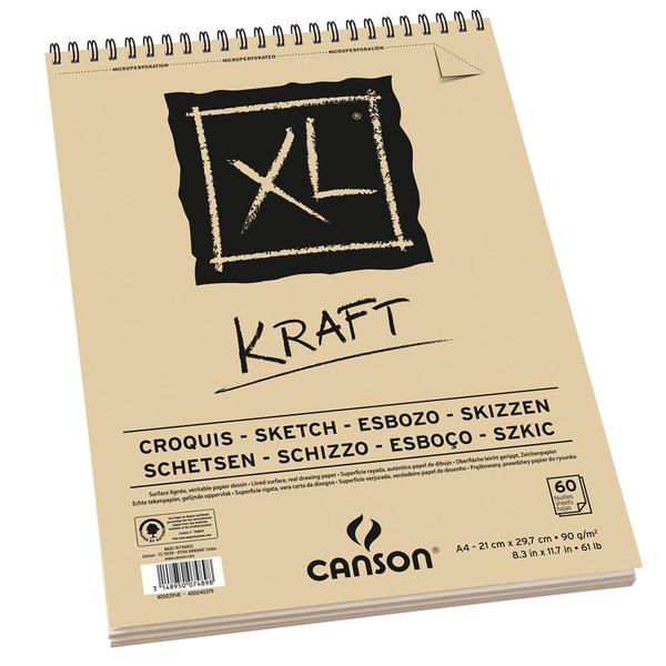 Imagem de Bloco XL Espiralado Kraft Canson 90g/m² A4 60 Folhas