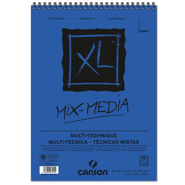 Imagem de Bloco XL Espiralado Mix Media Canson 300g/m² A4 30 Folhas