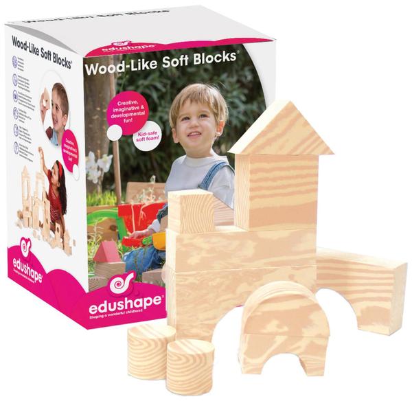 Imagem de Blocos de brinquedos Edushape Wood Like Soft 80 peças por mais de 3 anos