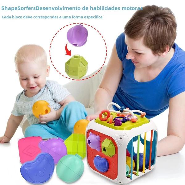 Blocos de Classificação de Formas Montessori para Bebês (6 a 12 Meses) - Brinquedos Educativos Coloridos Imagem de Blocos de Classificação de Formas Montessori para Bebês (6 a 12 Meses) - Brinquedos Educativos Coloridos
