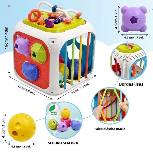 Blocos de Classificação de Formas Montessori para Bebês (6 a 12 Meses) - Brinquedos Educativos Coloridos Imagem de Blocos de Classificação de Formas Montessori para Bebês (6 a 12 Meses) - Brinquedos Educativos Coloridos