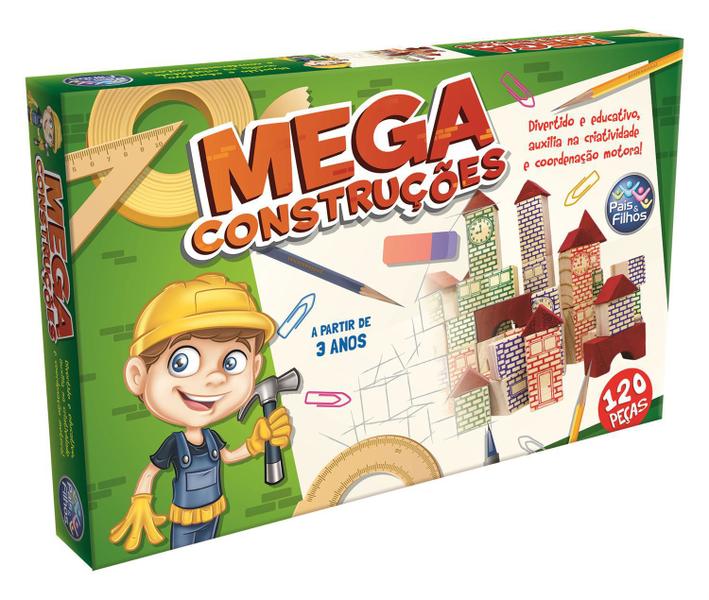 Blocos De Construção 120 Peças Madeira Brinquedo Educativo - Pais e Filhos - Pais & Filhos Imagem de Blocos De Construção 120 Peças Madeira Brinquedo Educativo - Pais e Filhos