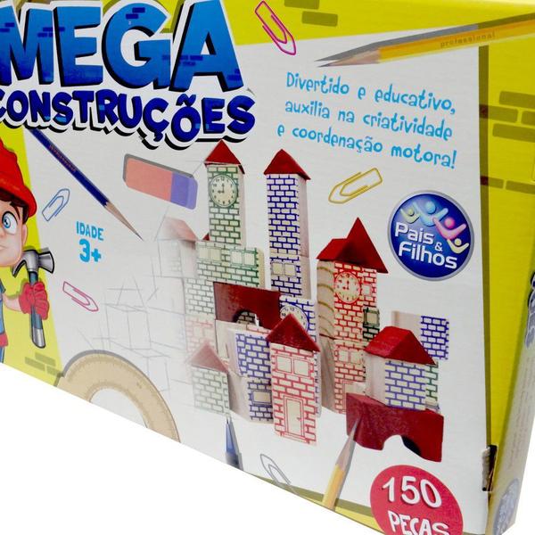 Imagem de Blocos De Construção 150 Peças Madeira Brinquedo Educativo - Pais E Filhos