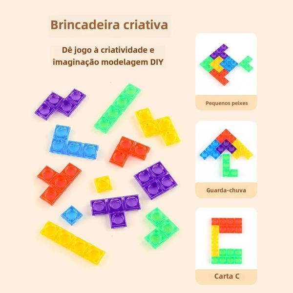 Imagem de Blocos de Construção 3D Coloridos - Tetris e Tangram Educativo para Crianças