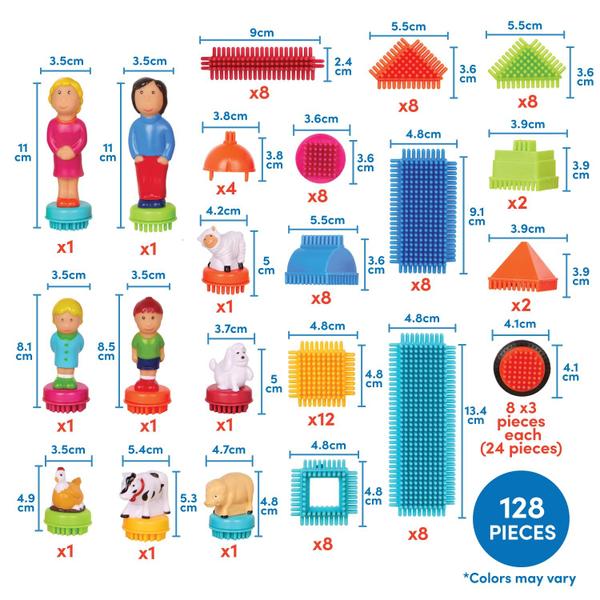 Imagem de Blocos de construção Battat Bristle Blocks 113 unidades com estojo de armazenamento