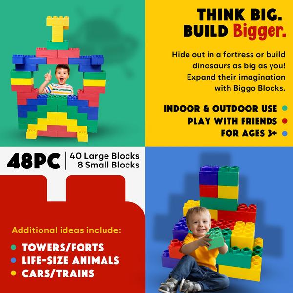 Imagem de Blocos de construção BiggoBlocks Big Blocks Kids 4-8 anos 48 unidades