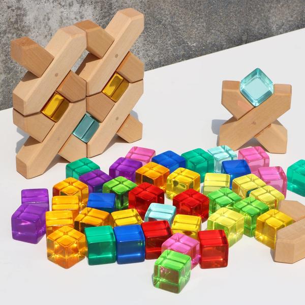 Imagem de Blocos de construção Candywood Rainbow Acrylic Gem Cubes Kids