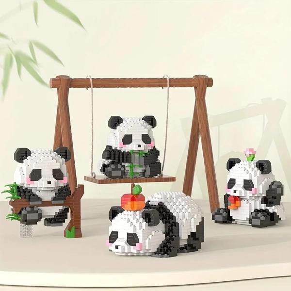 Imagem de Blocos de Construção Criativos de Pequeno Panda - Modelo Animal para Decoração e Presente