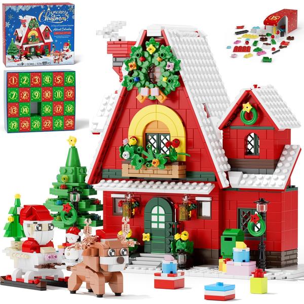 Imagem de Blocos de construção da casa de Natal do calendário do advento Qinline 2024