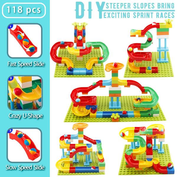 Imagem de Blocos de construção de brinquedos Anpcso 2 em 1 Marble Run 118 unidades para crianças de 2 a 7 anos