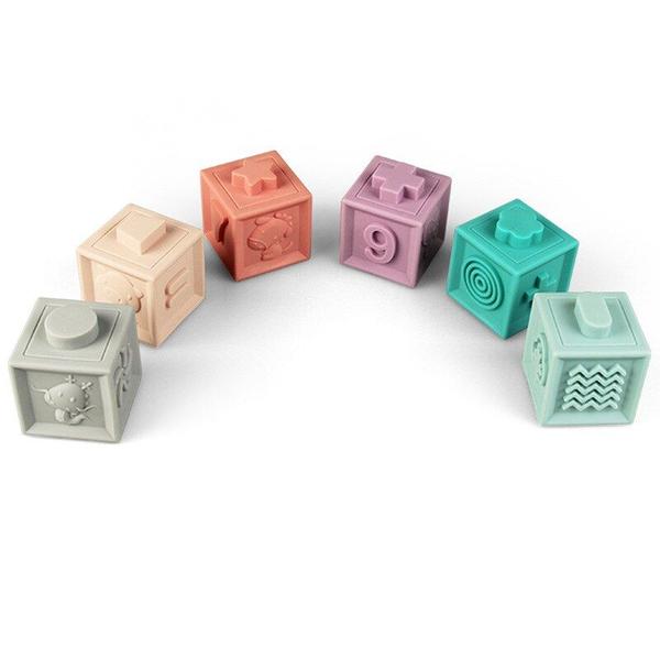 Imagem de Blocos de construção de silicone Grasp Toy Wokex, 12 peças para bebês