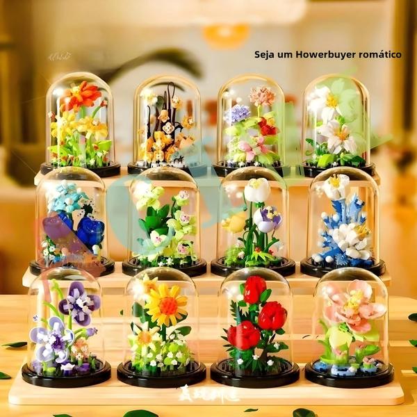 Imagem de Blocos de Construção DIY de Flores Miniatura para Crianças - Decoração para Casa