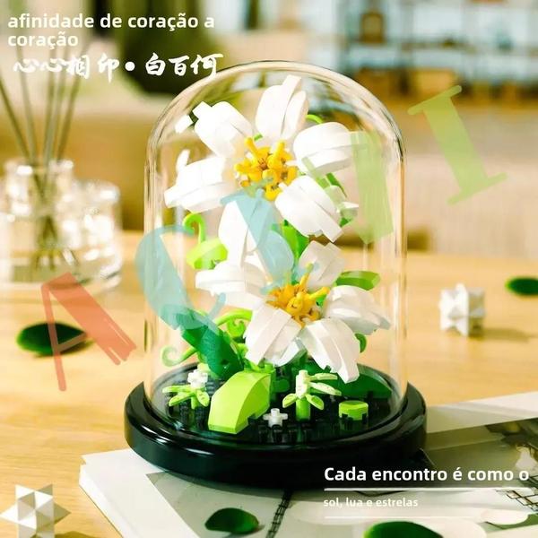 Imagem de Blocos de Construção DIY de Flores Miniatura para Crianças - Decoração para Casa