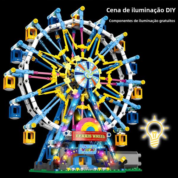 Imagem de Blocos de Construção Elétricos com Roda Gigante Rotativa - ZKZC City Friends - Presente Infantil