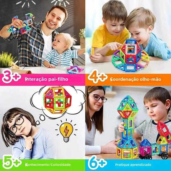 Imagem de Blocos de Construção Magnéticos Grandes e Mini - Brinquedos DIY para Crianças