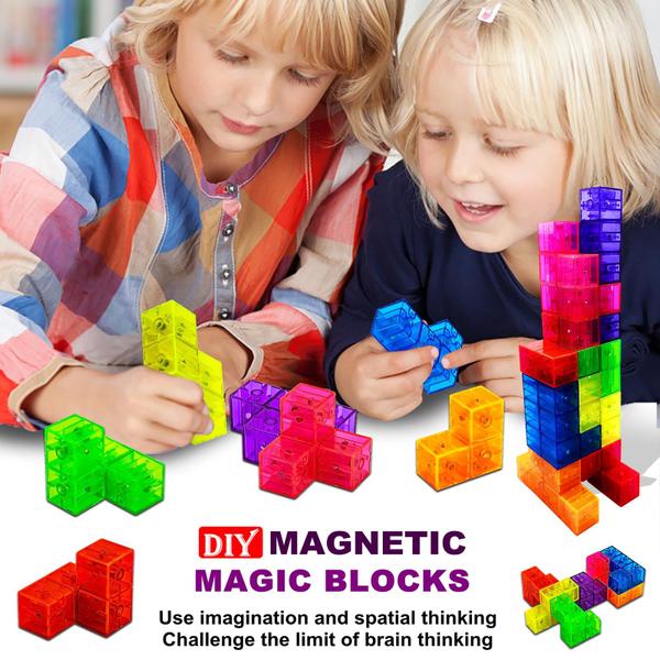 Imagem de Blocos de construção magnéticos OUXIA Magic 3D Puzzle Cubes, conjunto de 7