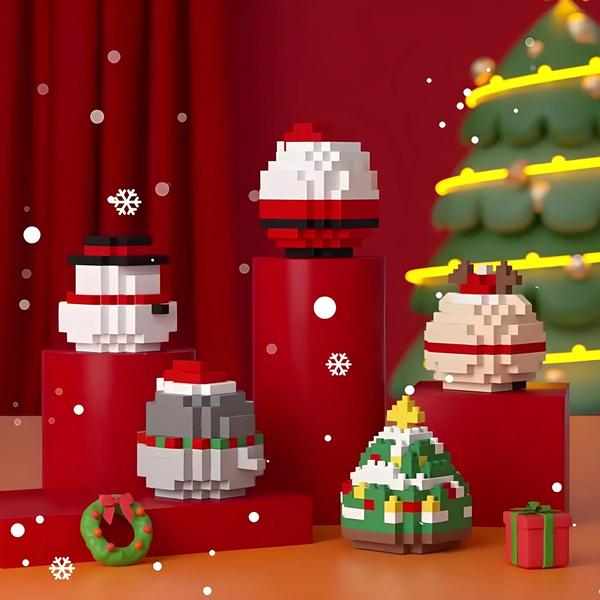 Imagem de Blocos de Construção Natalinos - Série Donut com Papai Noel e Árvore de Natal