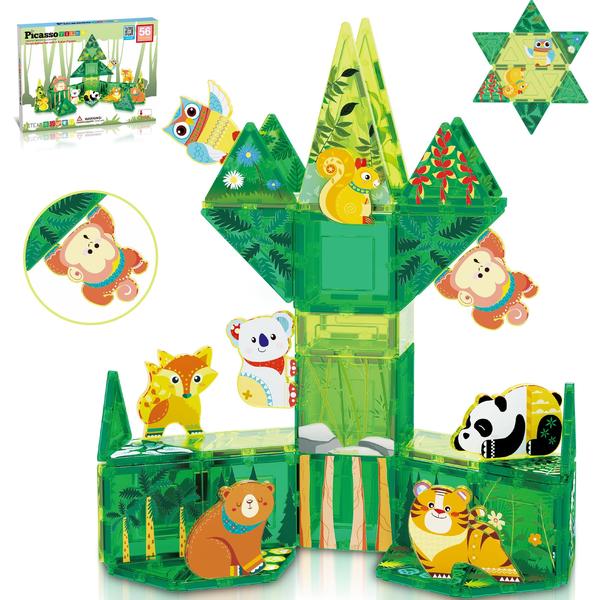 Imagem de Blocos de construção PicassoTiles Magnet Forest Animal PTQ16 3+