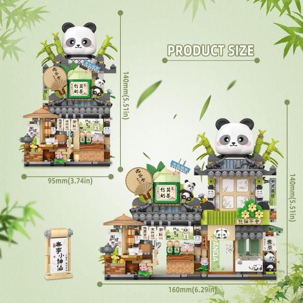 Imagem de Blocos de construção Street View Tea Shop Mini Panda 860 unidades