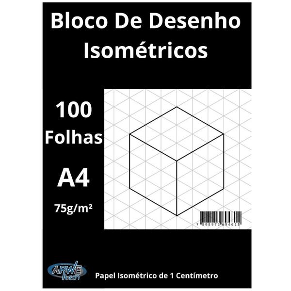 Imagem de Blocos De Desenho Isométricos Papel A4 100 Folhas 75g/m²