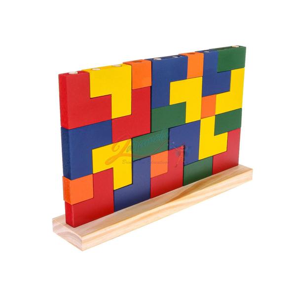 Imagem de Blocos de encaixe vertical, tetris, quebra cabeça vertical. - ZARAMELA BRINQUEDOS