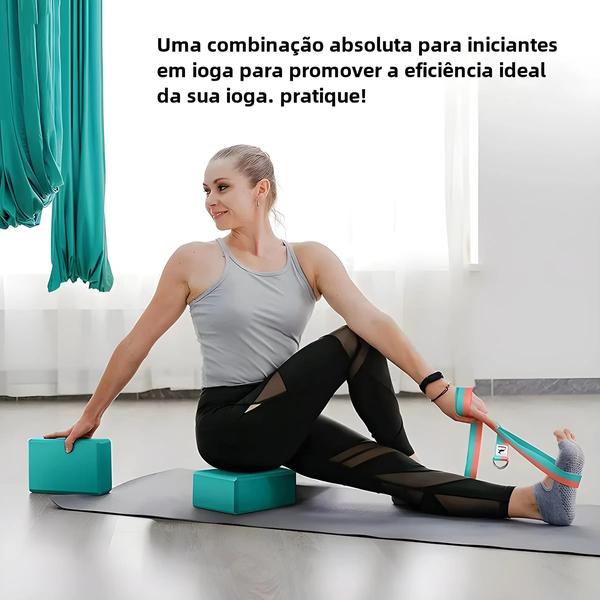 Imagem de Blocos de Ioga e Pilates de EVA - Kit de Exercícios com Cubos e Tapetes