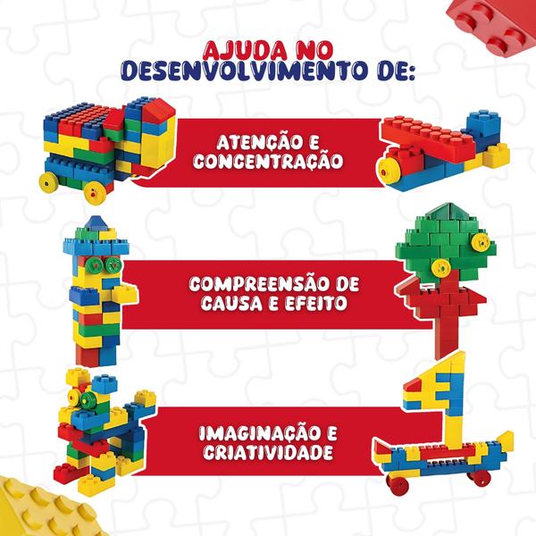 Imagem de Blocos De Montar 120 Peças Brinquedo Educativos 