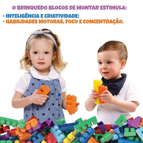 Imagem de Blocos De Montar 200 Peças Brinquedo Infantil - 200 Peças