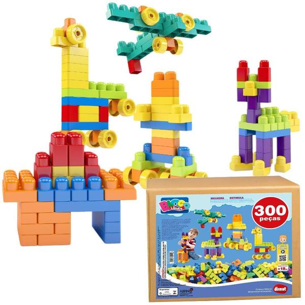 Imagem de Blocos De Montar 300 Peças Brinquedo Encaixar Infantil - 300