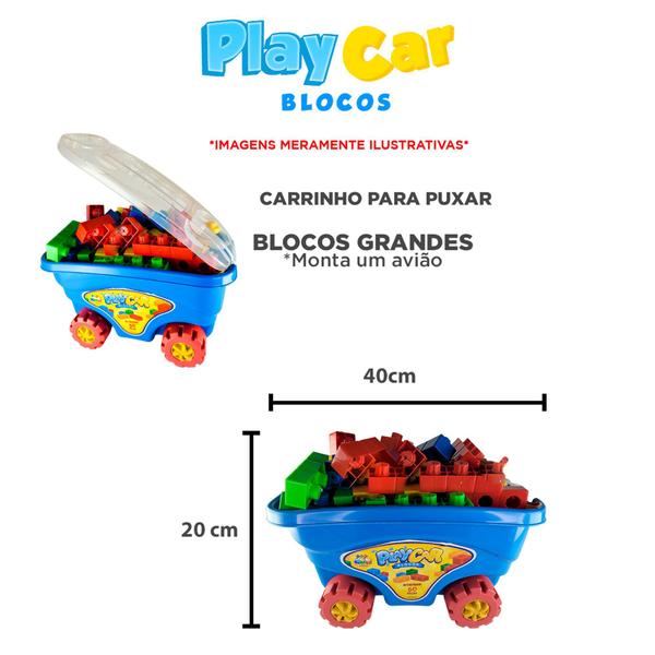 Blocos De Montar 48 Peças + Carrinho Com Puxador - GGB Imagem de Blocos De Montar 48 Peças + Carrinho Com Puxador