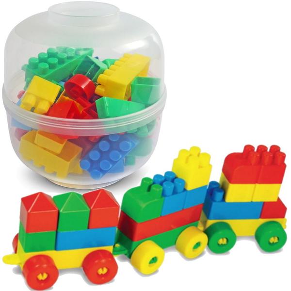 Imagem de Blocos de Montar 96 peças c/ Cofre Brinquedo Infantil 