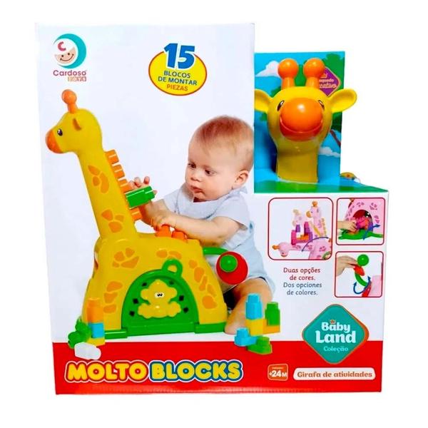 Imagem de Blocos de Montar - Baby Land - Girafa de Atividades - Amarela - Cardoso Toys