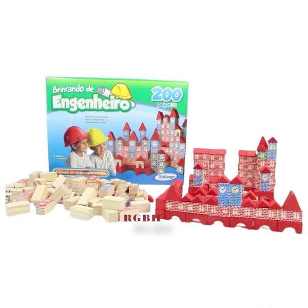 Imagem de Blocos De Montar Brincando De Engenheiro 200 Peças Xalingo