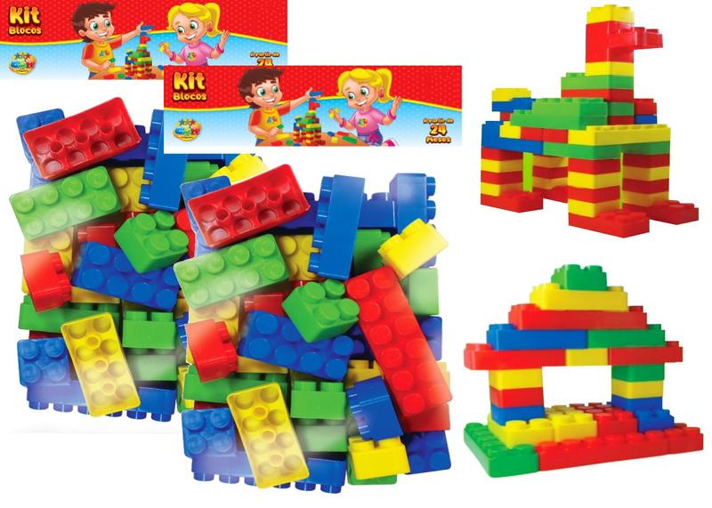 Imagem de Blocos de Montar Brinquedo Infantil 96 Peças Tamanho Grande