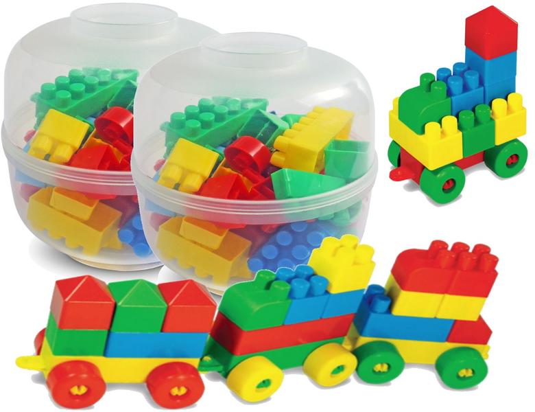 Imagem de Blocos de Montar Brinquedo Infantil Educativo Cofre 96 Peças