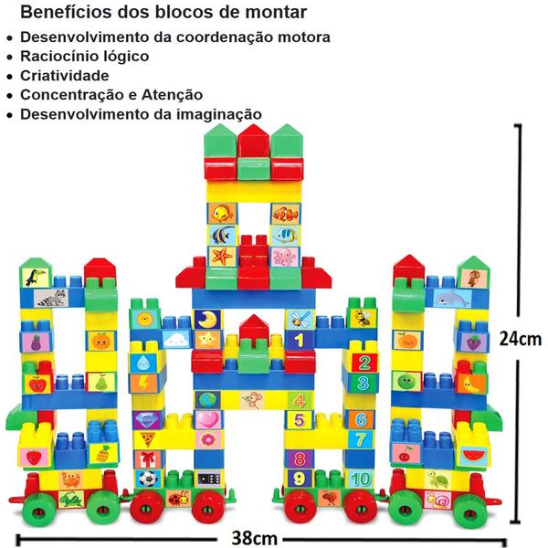 Imagem de Blocos de Montar Castelinho Animais e Números 128 Peças