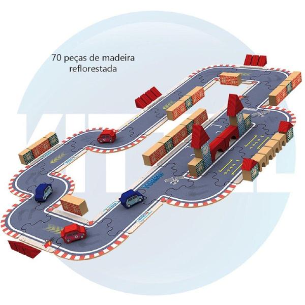 Imagem de Blocos De Montar Circuito Corrida Carrinho Madeira Engenheir - Xalingo