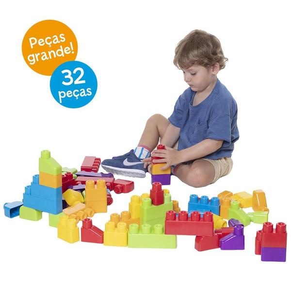 Imagem de Blocos de Montar Coloridos Brinquedo Educativo Didático Infantil Tand Junior 32 Peças