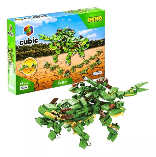 Imagem de Blocos De Montar Cubic 25 Em 1 Dinossauro 577 Peças - Multikids