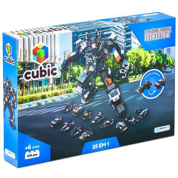 Imagem de Blocos de Montar Cubic 25 em 1 Polícia Swat Robot 600 Peças Multikids