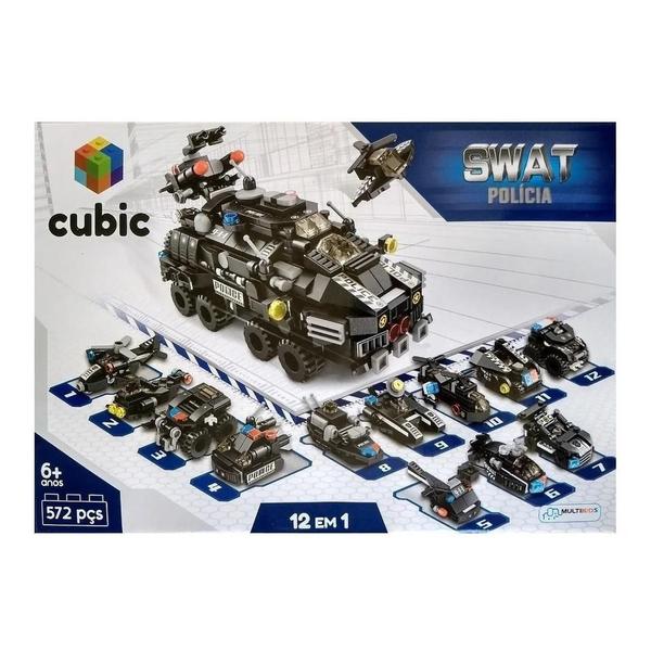 Imagem de Blocos de Montar Cubic Swat Polícia Com 572 Peças 12 Em 1 Original Compatível Lego Educativo