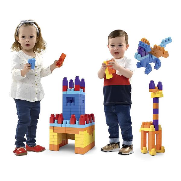 Imagem de Blocos De Montar E Encaixar Brinquedo Infantil 80Pçs MK380 Dismat