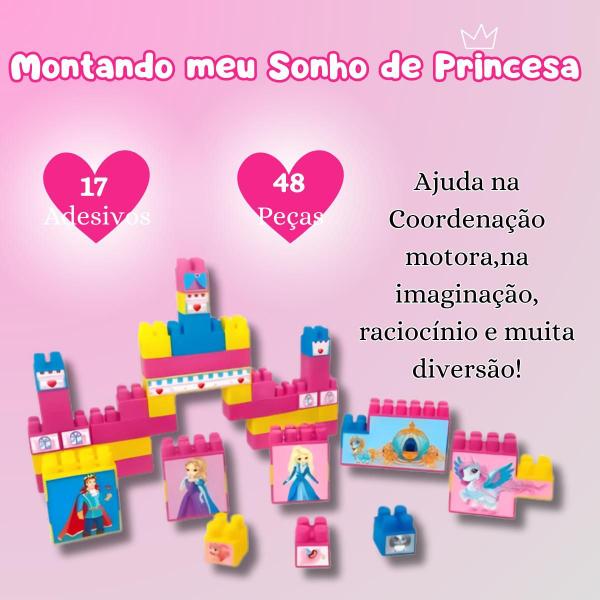 Imagem de Blocos de Montar Infantil 48 Peças + Boliche Princesas