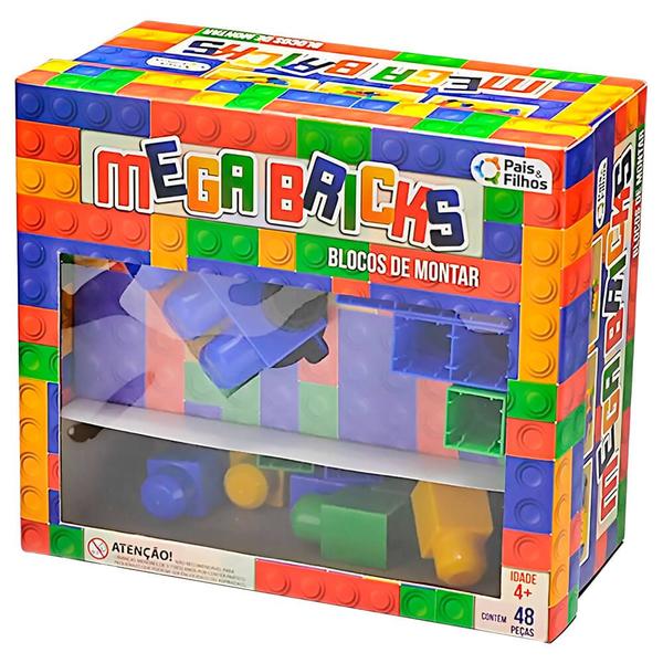 Imagem de Blocos de Montar Infantil Mega Bricks com 48 Peças  Pais e Filhos