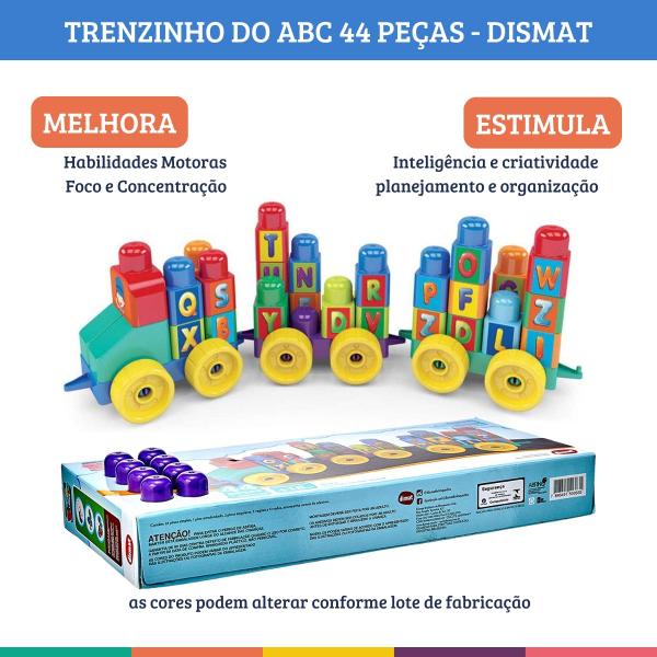 Imagem de Blocos De Montar Infantil Pedagogico 44 Peças Trenzinho 363