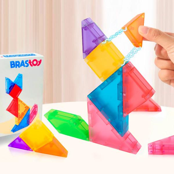 Imagem de Blocos De Montar Magnético Tangram Formas Geometricas Jogo Escolar Pedagógico Brinquedo Educativo Infantil